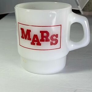 Vintage Fire King Anchor Hocking Mars candy coffee cup.
